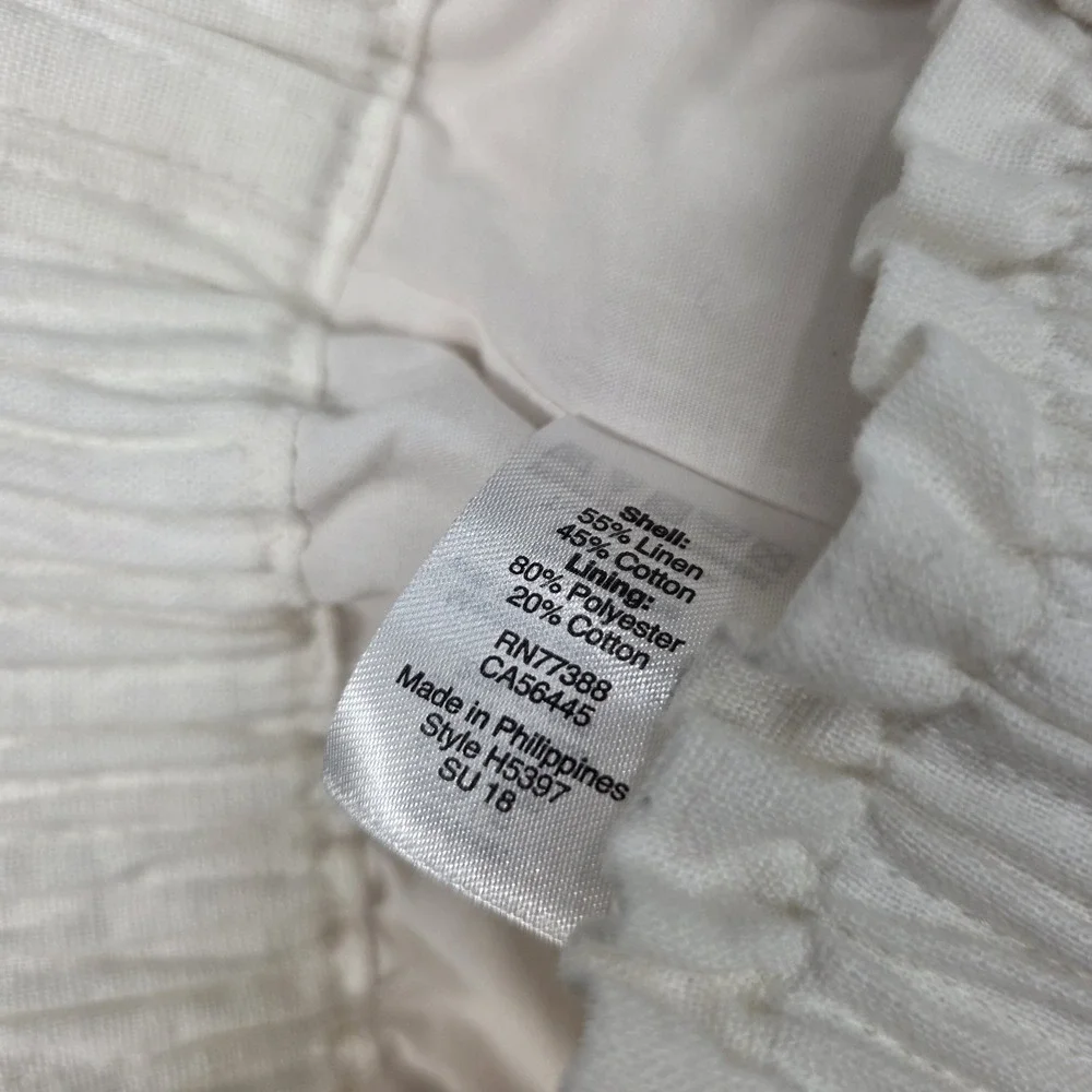 J.Crew Womens Mini Skirt Beige Size 0‎ Pull On Pockets Scallop Hem Linen Cotton